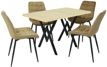 Set masa fixa Arta Stejar cu 4 scaune Onix Bej 