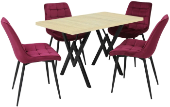 Set masa fixa Arta Stejar cu 4 scaune Onix Bordo 