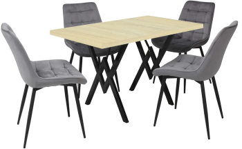 Set masa fixa Arta Stejar cu 4 scaune Onix Gri 