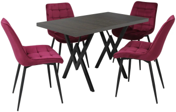 Set masa fixa Arta Wenge cu 4 scaune Onix Bordo 
