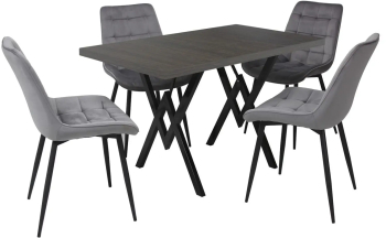 Set masa fixa Arta Wenge cu 4 scaune Onix Gri 