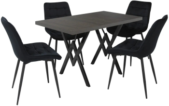 Set masa fixa Arta Wenge cu 4 scaune Onix Negru 