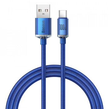 Cablu Baseus Crystal Shine Fast Charge USB USB-C 100W 1.2m albastru 