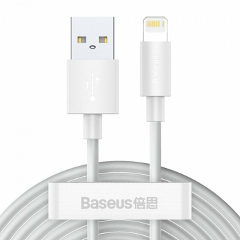 Cablu de Date USB la Lightning Fast Charging 2.4A 480Mbps 1.5m set 2 - Baseus TZCALZJ-02 - White 