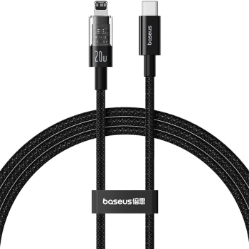 Cablu USB-C la Lightning Fast Charging 20W 2m - Baseus Gem P10373001111-01 - Cluster Black 