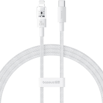 Cablu USB-C la Lightning Fast Charging 20W 2m - Baseus Gem P10373001211-01 - Moon White 