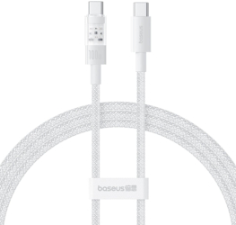 Cablu USB-C la Type-C Super Fast Charging 100W 1m - Baseus Gem P10373000211-00 - Moon White 