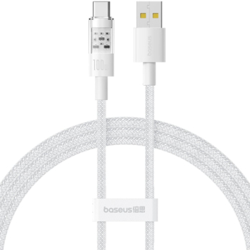 Cablu USB la Type-C Super Fast Charging 100W 1m - Baseus Gem P10373002211-00 - Moon White 