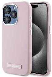 Husa iPhone 15 Pro Max - Karl Lagerfeld Leather MagSafe KLHMP15XPGMSRPP - Pink FW Metal Plate 