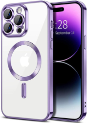 Husa pentru iPhone 14 Pro Max - Techsuit Luxury Crystal MagSafe - Light Purple 
