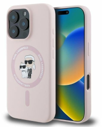 Husa pentru iPhone 16 Pro - Karl Lagerfeld Silicone Ring MagSafe KLHMP16LSCMKCRHP - Pink Karl&Choupette 