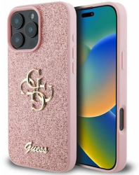 Husa pentru iPhone 16 Pro Max - Guess Glitter Fixed Big 4G GUHCP16XHG4SGP - Pink 