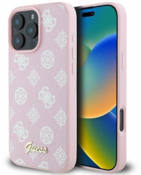 Husa pentru iPhone 16 Pro Max - Guess Peony Script MagSafe GUHMP16XPGPYSP - Pink