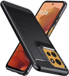 Husa pentru Motorola Moto G15 / G15 Power - Techsuit Carbon Silicone - Black 