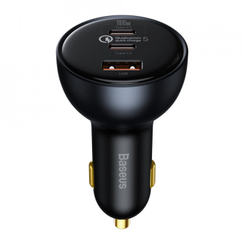 Incarcator auto Baseus QualcommA® Quick Charge&trade 5 Multi-Port Fast Charger 3A 160W 2x USB-C 1x USB-A cablu USB-C inclus Gri 