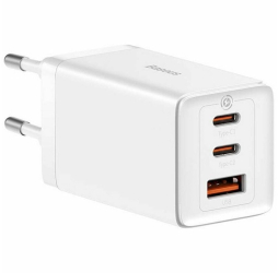 Incarcator retea Baseus GaN5 Ultra Fast Charge 2C+U 65W Alb + Cablu USB-C 100W 1m 