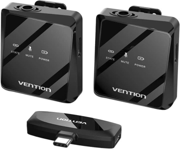 Microfon Wireless Lavaliera Type-C ANC Plug and Play set 2 - Vention NCBB0 - Black