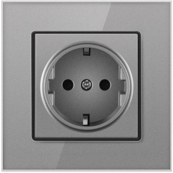 Priza cu rama din sticla securizata iUni WS1 16A Silver 