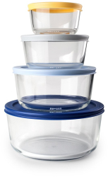 Set 4 caserole Ibili sticla borosilicata 234/472/944/1652 ml transparent/multicolor 