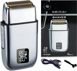 Aparat de Ras Electric Profesional 4D BIRAI&reg AlphaX Shaver 8500 RPM Acumulator Reincarcabil 3 Viteze Ajustabile Waterproof Display 