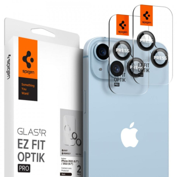 Folie Camera pentru iPhone 14 / iPhone 14 Plus set 2 - Spigen Glas.tR Optik EZ Fit Pro - Black 