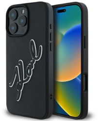 Husa pentru iPhone 16 Pro Max - Karl Lagerfeld 3D Design KLHCP16X3DRKSDLK - Rubber Signature 