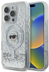 Husa pentru iPhone 16 Pro Max - Karl Lagerfeld Liquid Glitter MagSafe KLHMP16XLGKISGH - Transparent Karl Head 