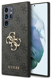 Husa pentru Samsung Galaxy S24 Ultra - Guess Leather 4G Metal Logo GUHCS24L4GMGGR - Black 