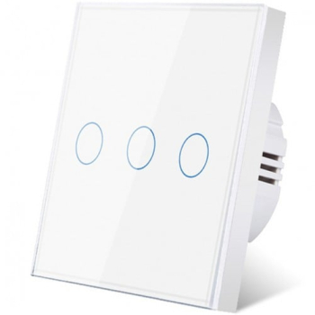 Intrerupator touch iUni 3F Sticla Securizata LED 