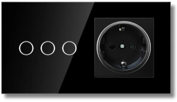 Intrerupator touch si Priza Rama sticla securizata iUni 3Y LED Black 