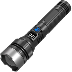 Lanterna LED Lumina Alba Flippy Lanterna cu Zoom Telescopic Baterie externa din Aluminiu + ABS 1800 mAh 17 x 4 x 3 cm Negru 