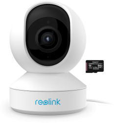 Pachet camera de supraveghere cu Card MicroSD 64 GB Reolink E1 Zoom V2 cu WIFI rezolutie 5MP Super HD 