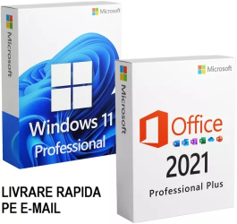 Windows 11 Pro Retail + Office Pro Plus 2021 Activare permanenta ALL LANGUAGES 