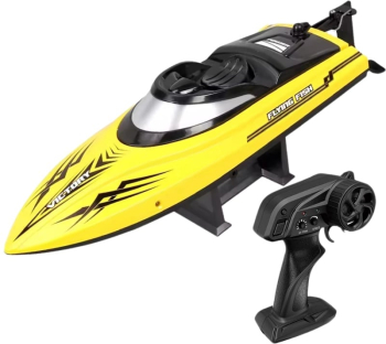 Barca cu telecomanda iUni HJ811 RC Racing Speed Boat Drift Viteza 25 km/h 2.4GHz Galben