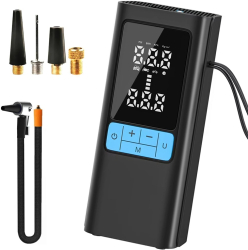 Compresor auto portabil wireless Techstar® MU002 afisaj digital LCD lanterna LED baterie reincarcabila 6000mAh presiune maxima 150 P 