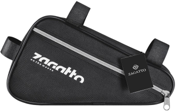 Geanta bicicleta triunghiulara Zagatto 3 elemente de fixare fermoar reflectorizant Negru 