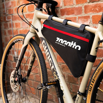 Geanta de bicicleta triunghiulara mare Zagatto R Negru/Rosu Universala Unisex Multifunctionala 3 elemente de fixare Fermoar reflexto 