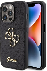 Husa pentru iPhone 15 Pro - Guess Glitter Script Big 4G GUHCP15LHG4SGK - Black 