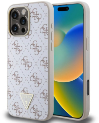 Husa pentru iPhone 16 Pro - Guess Hardcase 4G Triangle Metal Logo GUHCP16LPG4GPH - White 