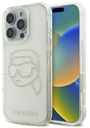 Husa pentru iPhone 16 Pro Max - Karl Lagerfeld IML Rhinestones KLHCP16XHKHDCELT - Transparent Karl Head 