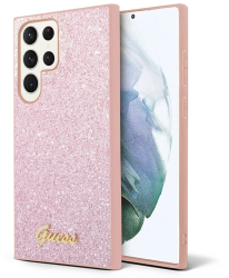 Husa pentru Samsung Galaxy S24 Ultra - Guess Glitter Script GUHCS24LHGGSHP - Pink 