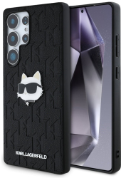Husa Samsung Galaxy S25 Ultra - Karl Lagerfeld Hardcase Monogram Leather KLHCS25LPGKLCHPK - Choupette Head Pin 