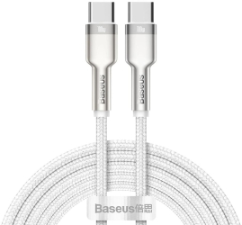 Cablu Baseus Cafule USB-C Seria Metal 100W 1m alb 