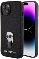 Husa pentru iPhone 15 - Karl Lagerfeld Hardcase Glitter Fixed KLHCP15SGKNPSK - Ikonik Logo 