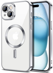 Husa pentru iPhone 15 - Techsuit Luxury Crystal MagSafe - Silver 
