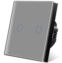 Intrerupator touch iUni 2F Sticla Securizata LED Silver 