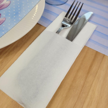 Servetele cu BUZUNAR pentru tacamuri - Softpoint - Albe / 33 x 40 cm / 50 buc 