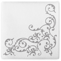 Servetele de masa festive Linclass - Pomp Argintiu-Alb / 40 x 40 cm / 50 buc 