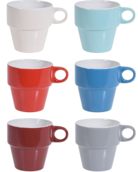 Set 6 cani cu suport Excellent Houseware portelan 8x9 cm multicolor