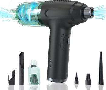 Suflanta Aer si Aspirator Portabil pentru Indepartare Praf PC Aer conditionat 6 Duze 2 viteze 50000 RPM baterie 6000 mAh negru 